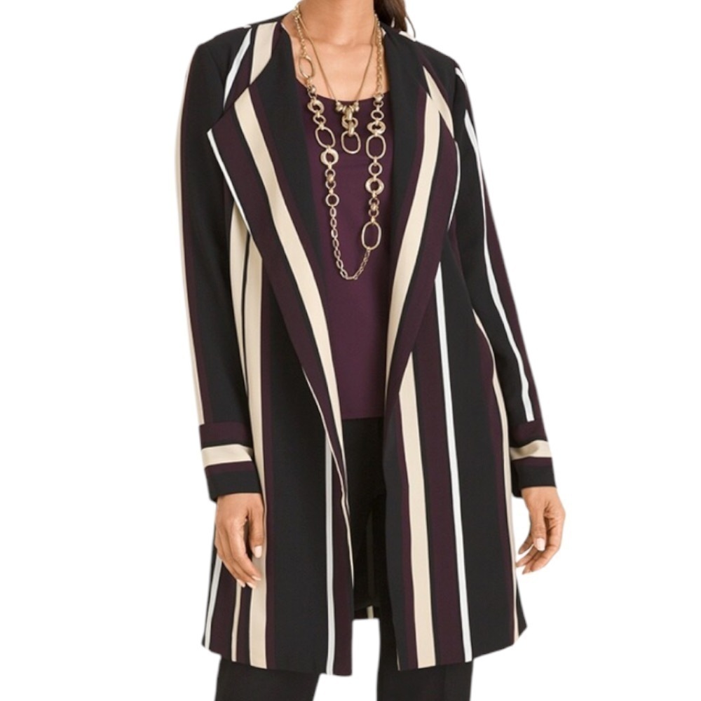 Like New Chico’s Striped Duster Top Size Large